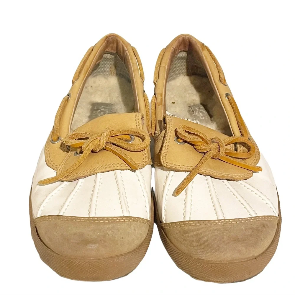 UGG Size 7.5 Ashdale Tan/white Leather Sheepskin DUCK/RAIN Boot #1993_3